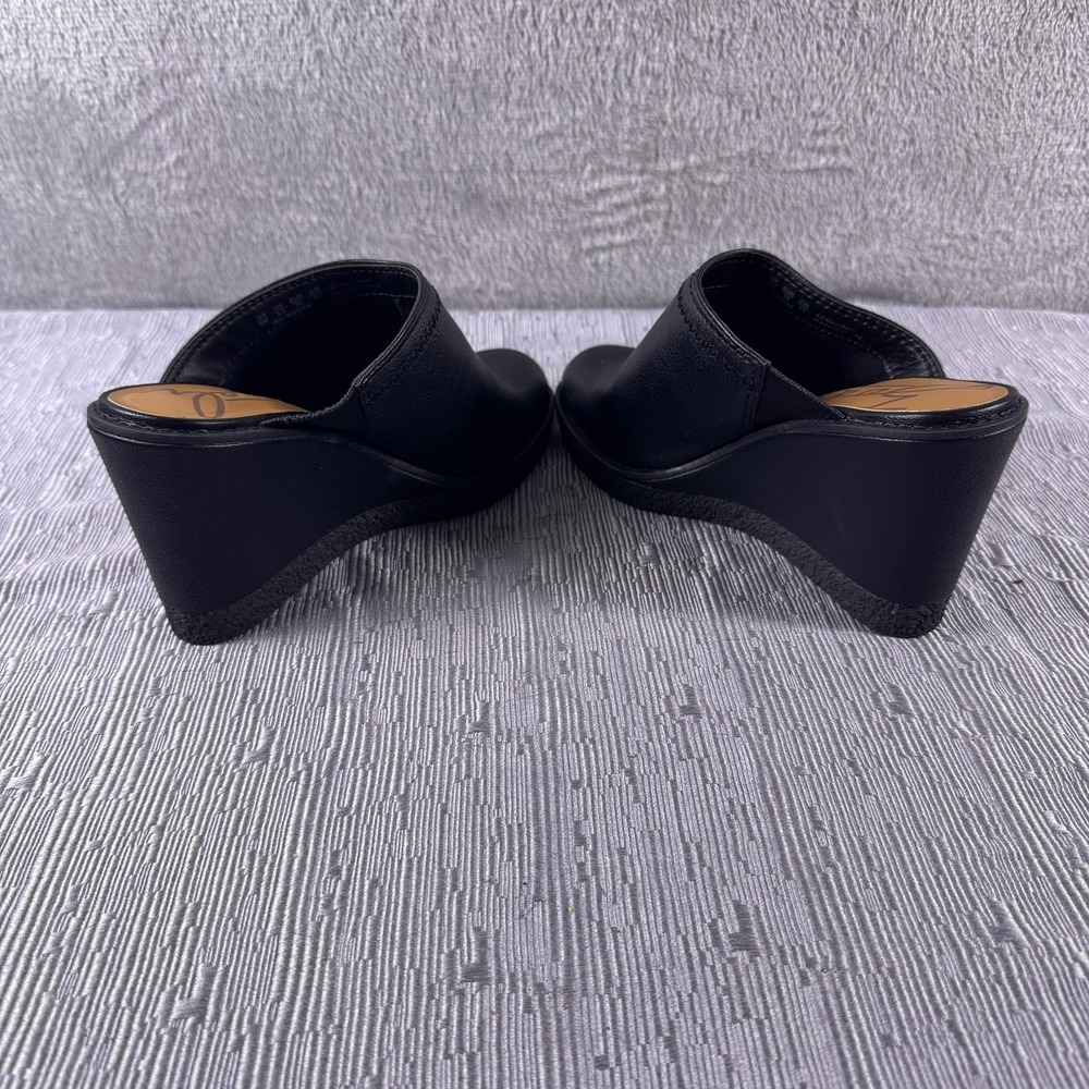Zodiac Shoes Womens 6 Black Wedge Mule Slip On Heels Casual Slide Comfort